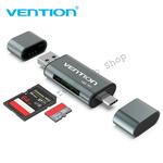 ČITAČ KARTICA SD i MIKRO, TIP C I USB 2.0 VENTION CCJH0 SIVI