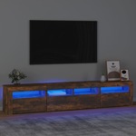 vidaXL TV ormarić s LED svjetlima boja dimljenog hrasta 210x35x40 cm