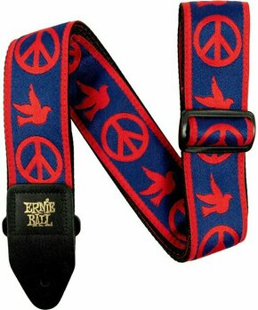 Ernie Ball Red and Blue Peace Love Dove Jacquard Strap