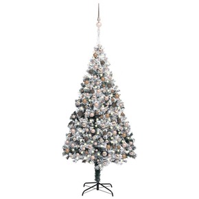 VidaXL Umjetno božićno drvce LED s kuglicama i snijegom zeleno 300 cm