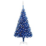 vidaXL Umjetno božićno drvce LED s kuglicama plavo 210 cm PVC