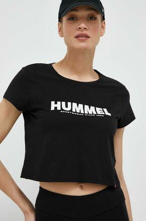 Pamučna majica Hummel boja: crna - crna. Majica kratkih rukava iz kolekcije Hummel izrađena od tanke