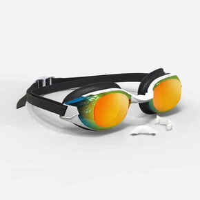 Naočale za plivanje Bfit 500 sa zrcalnim staklima crno-narančaste