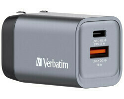 Verbatim GNC-35 GaN Charger 35W 1xUSB-C/1xUSB-A; Brand: VERBATIM; Model: ; PartNo: 0023942322009; V032200 - Verbatim’s 35W GaN Wall Charger combines one USB- C PD 35W port and one USB- A QC 3.0 port in a sleek