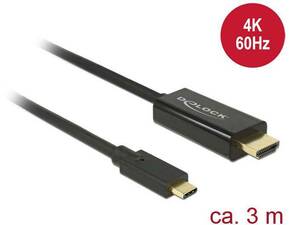 DELOCK USB 3.0 Type C HDMI transformator Crno 3m 85292