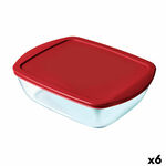 Pravokutna Kutija za Ručak s Poklopcem Pyrex Cook &amp; Store Pravokutno 1 L Crvena Staklo (6 kom.) , 420 g