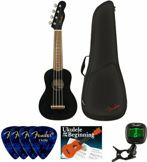 Fender Venice Soprano Ukulele WN Black SET Soprano ukulele Crna