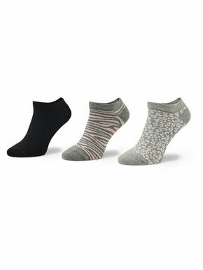 Set od 3 para niskih ženskih čarapa DKNY Elva S4_0094T_DKY Grey/Pink Animal