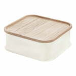 Bijela kutija za pohranu s poklopcem od drveta paulovnije iDesign Eco, 21,3 x 21,3 cm