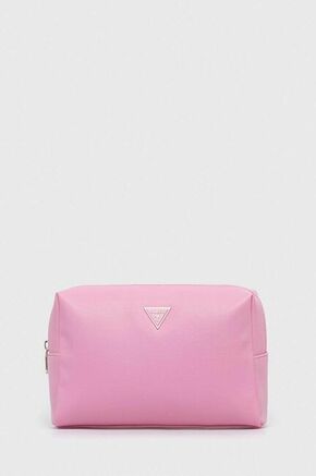 Kozmetička torbica Guess boja: ružičasta - roza. Srednje veličine kozmetička torbica iz kolekcije Guess. Model izrađen od tekstilnog materijala.