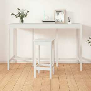 Barski stol bijeli 180x80x110 cm od masivne borovine
