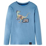 vidaXL Dječja majica dugih rukava s uzorkom dinosaura srednje plava 92
