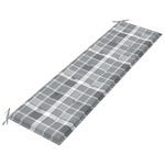 vidaXL Jastuk za vrtnu klupu sivi karirani 180 x 50 x 4 cm od tkanine