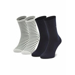 Set od 2 para ženskih visokih čarapa Tommy Hilfiger 100001494 Off White 002