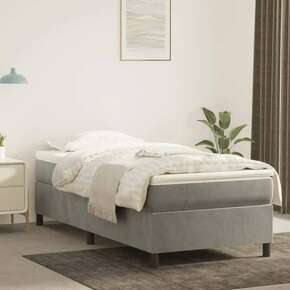 VidaXL Box spring krevet s madracem svjetlosivi 90x190 cm baršunasti