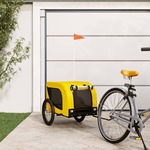 vidaXL Prikolica za bicikl za pse žuto-crna od tkanine i željeza