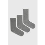 Čarape Skechers boja: siva - siva. Visoke čarape iz kolekcije Skechers. Model izrađen od elastičnog materijala. U setu tri para.