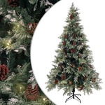 vidaXL Božićno drvce LED sa šiškama zeleno-bijelo 195 cm PVC i PE