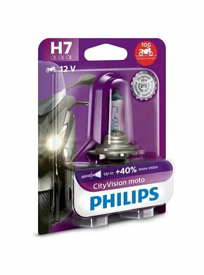 Philips CityVision Moto (12V) - do 40% više svjetlaPhilips CityVision Moto (12V) - up to 40% more light - H7 H7-CVM-1