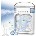 Netscroll Prijenosni 3u1 rashladni ventilator s ovlaživačem, LED osvjetljenjem i USB napajanjem, spremnik 600 ml, Coolio