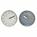 Wall Clock DKD Home Decor 35,5 x 4,2 x 35,5 cm Crystal Grey Golden Aluminium White Modern (2 Units)