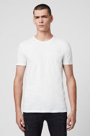 AllSaints - Majica Figure Crew - bijela. Lagana Majica iz kolekcije AllSaints. Model izrađen od tanke