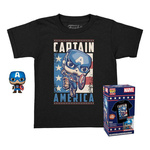 Funko Pocket Pop! &amp; Tee: Marvel - Captain America (Special Edition) (4cm) Bobble-Head Vinyl Figura &amp; Majica (L)