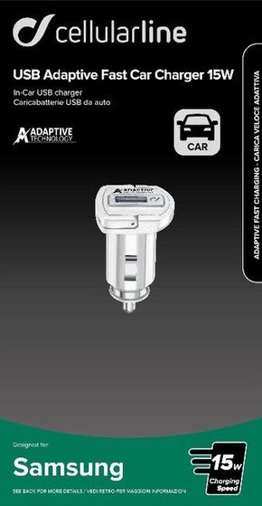 Auto punjač CELLULARLINE USB Adaptive Samsung Fast Charger 3A/15W