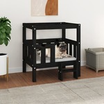 Krevet za pse crna 65,5x43x70 cm od masivne borovine