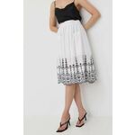 Pamučna suknja MAX&amp;Co. boja: bijela, midi, širi se prema dolje - bijela. Suknja iz kolekcije MAX&amp;Co. Model trapez kroja, izrađena od tkanine s aplikacijom.
