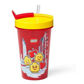 Crvena čaša sa žutim poklopcem i slamkom LEGO® Iconic