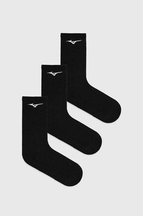 Čarape Mizuno 3-pack - crna. Visoke čarape iz kolekcije Mizuno. Model izrađen od materijala koji osigurava termoregulaciju. U setu tri para.