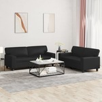 2-dijelni set sofa crni od umjetne kože