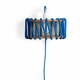 Plava zidna svjetiljka s drvenom strukturom EMKO Macaron, širina 30 cm
