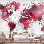 Samoljepljiva foto tapeta - World Map: Red Watercolors 392x280