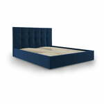 Bračni krevet od tamnoplavog baršuna Mazzini Kreveti Nerin, 180 x 200 cm