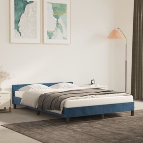Okvir za krevet s uzglavljem tamnoplavi 140x200 cm baršunasti