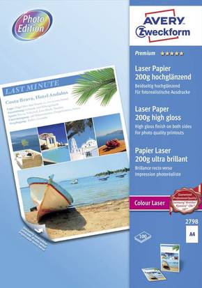Avery-Zweckform Premium Laser Papier hochglänzend 2798 papir za laserski printer din a4 200 g/m² 100 list bijela