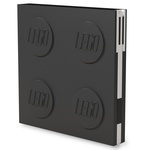 Crna četvrtasta bilježnica s gel kemijskom olovkom LEGO®, 15,9 x 15,9 cm