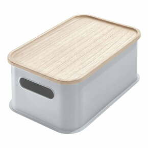 Siva kutija za pohranu s poklopcem od drveta paulovnije iDesign Eco Handled