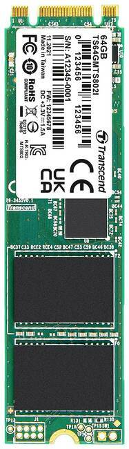 Transcend MTS802I 64 GB unutarnji M.2 PCIe NVMe SSD 2280 SATA III maloprodaja TS64GMTS802I