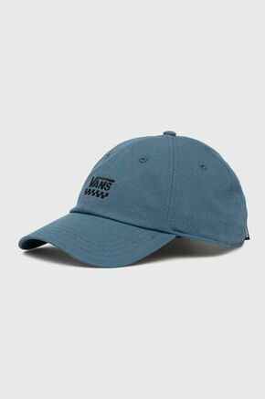 Pamučna kapa sa šiltom Vans s aplikacijom - plava. Kapa s šiltom u stilu baseball iz kolekcije Vans. Model izrađen od tkanine s aplikacijom.