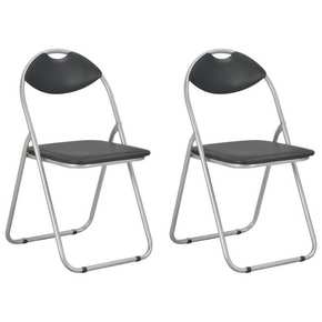 VidaXL Sklopive blagovaonske stolice od umjetne kože 2 kom crne