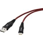 TOOLCRAFT USB kabel USB 2.0 USB-A utikač, USB-C™ utikač 1.00 m crna/crvena izuzetno robusni opleteni štit, utikač primjenjiv s obje strane