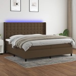 Krevet box spring s madracem LED tamnosmeđi 200x200 cm tkanina