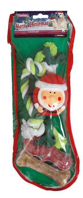 Flamingo X-Mas Stocking - igračka i poslastica za pse božična 1 kom