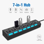 USB 2.0 powered 7-port hub with switches