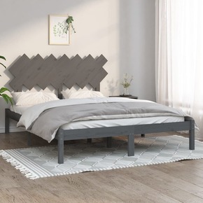 Okvir za krevet od masivnog drva sivi 150x200 cm 5FT veliki