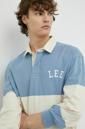 Pamučna majica dugih rukava Lee s uzorkom - plava. Majica dugih rukava iz kolekcije Lee. Model izrađen od pamučnog materijala.