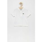 Pamučna polo majica Lacoste boja: bijela, jednobojni model - bijela. Dječje polo majica iz kolekcije Lacoste. Model izrađen od lagano elastične pletenine.